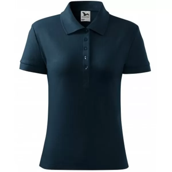  Dámske tričko s golierom MALFINI COTTON 213 NÁMORNÁ MODRÁ 
