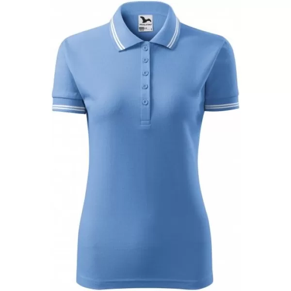  Dámske tričko s golierom MALFINI URBAN 220 NEBESKY MODRÁ 