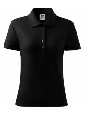 Dámske tričko s golierom MALFINI COTTON 213 ČIERNA