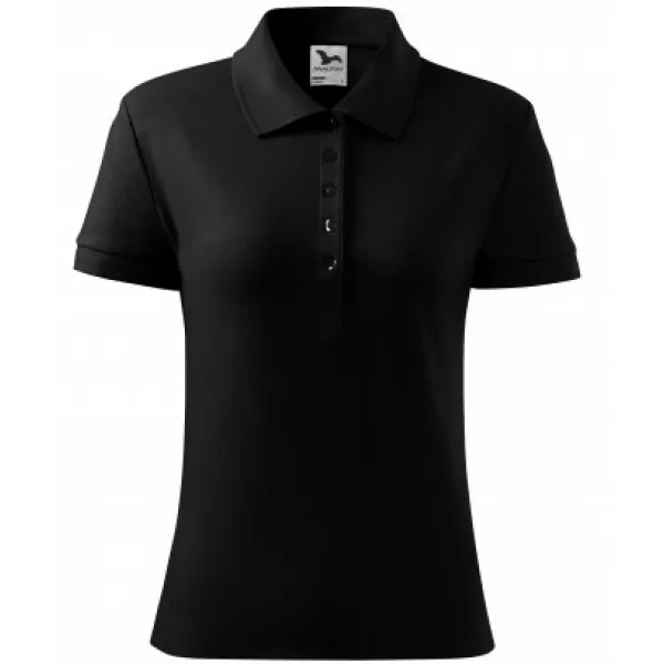  Dámske tričko s golierom MALFINI COTTON 213 ČIERNA 