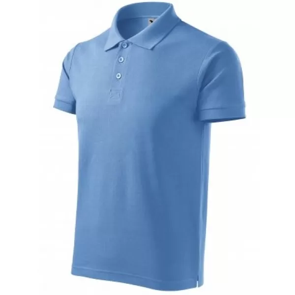  Pánske tričko s golierom MALFINI COTTON 212 NEBESKY MODRÁ 
