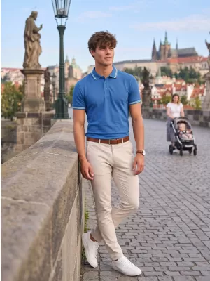 Pánske tričko s golierom MALFINI URBAN 219 AZÚROVO MODRÁ