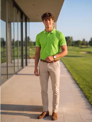 Pánske tričko s golierom MALFINI URBAN 219 APPLE GREEN