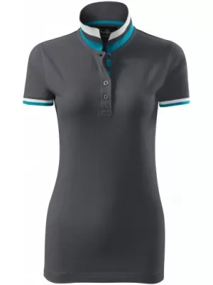 Dámske tričko s golierom MALFINI PREMIUM COLLAR UP 257 LIGHT ANTHRACITE