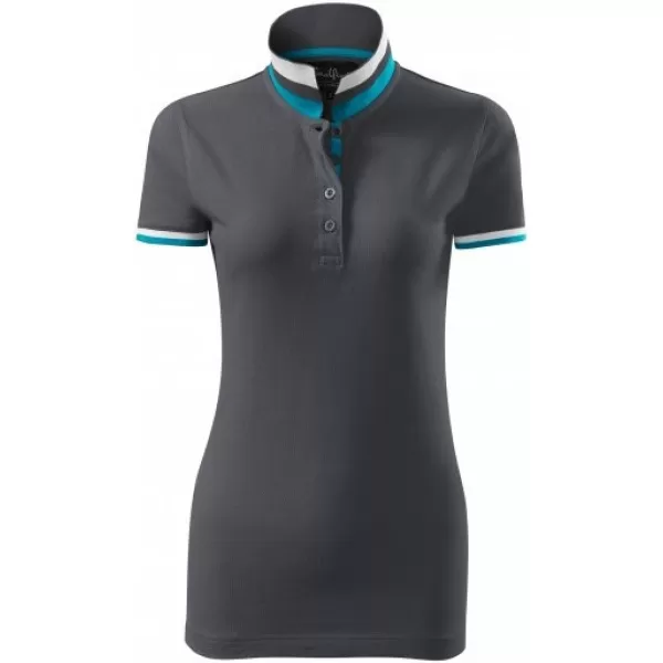  Dámske tričko s golierom MALFINI PREMIUM COLLAR UP 257 LIGHT ANTHRACITE 