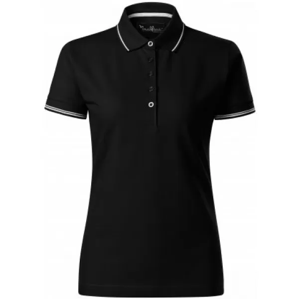  Dámske tričko s golierom MALFINI PREMIUM PERFECTION PLAIN 253 ČIERNA 