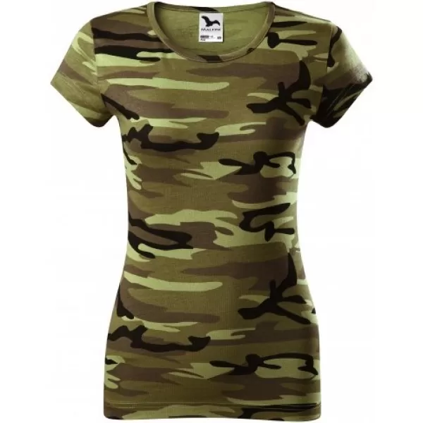  Dámske tričko MALFINI CAMO PURE 122 CAMOUFLAGE GREEN 