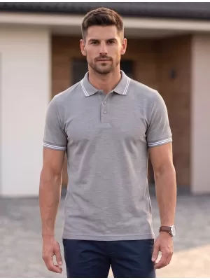 Pánske tričko s golierom MALFINI URBAN 219 TMAVO ŠEDÝ MELÍR