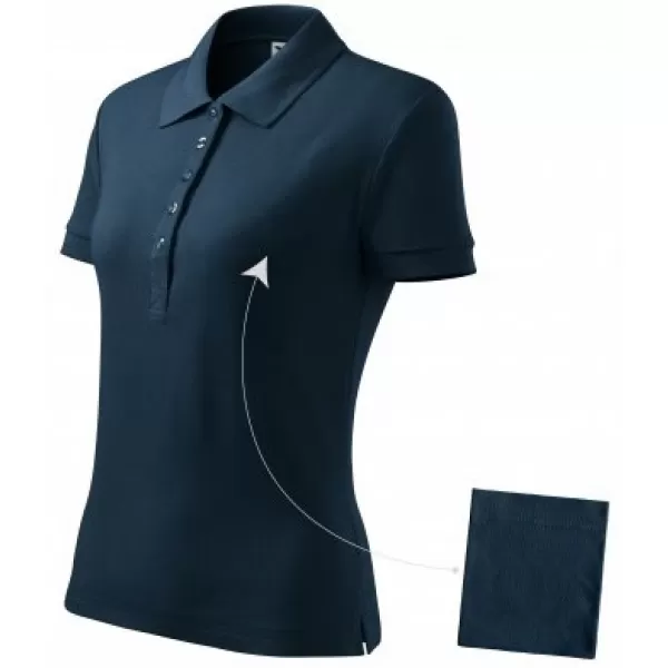  Dámske tričko s golierom MALFINI COTTON 213 NÁMORNÁ MODRÁ 