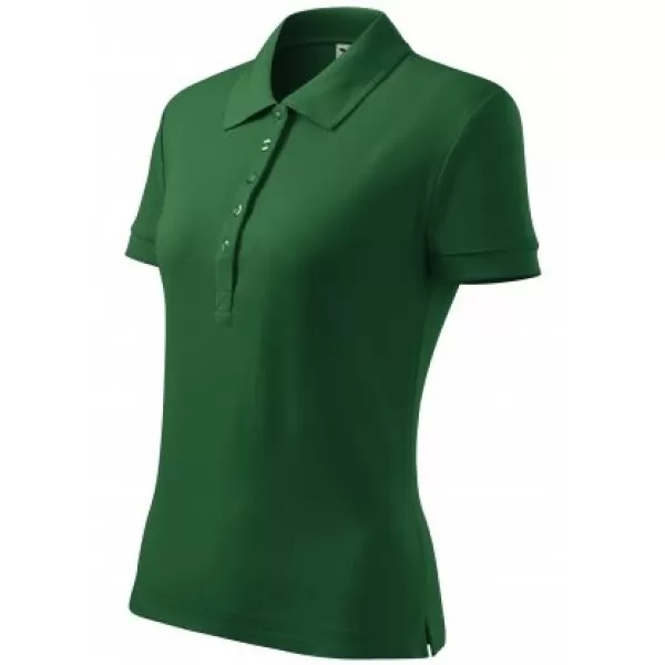  Dámske tričko s golierom MALFINI COTTON 213 FĽAŠKOVO ZELENÁ 