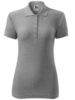 Dámske tričko s golierom MALFINI COTTON 213 TMAVO ŠEDÝ MELÍR