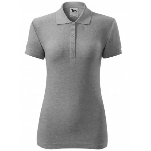  Dámske tričko s golierom MALFINI COTTON 213 TMAVO ŠEDÝ MELÍR 