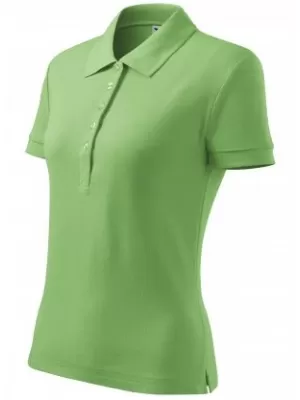 Dámske tričko s golierom MALFINI COTTON 213 TRÁVOVO ZELENÁ