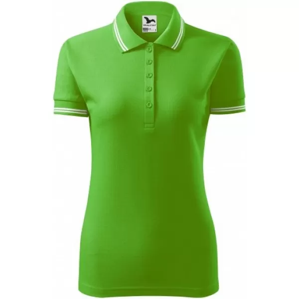  Dámske tričko s golierom MALFINI URBAN 220 APPLE GREEN 