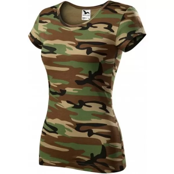  Dámske tričko MALFINI CAMO PURE 122 CAMOUFLAGE BROWN 
