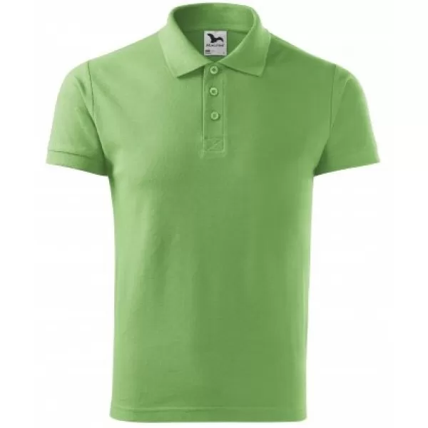  Pánske tričko s golierom MALFINI COTTON 212 TRÁVOVO ZELENÁ 