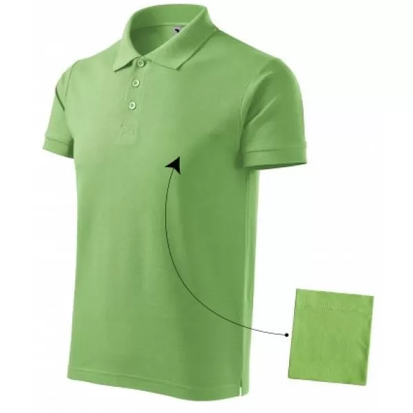  Pánske tričko s golierom MALFINI COTTON 212 TRÁVOVO ZELENÁ 
