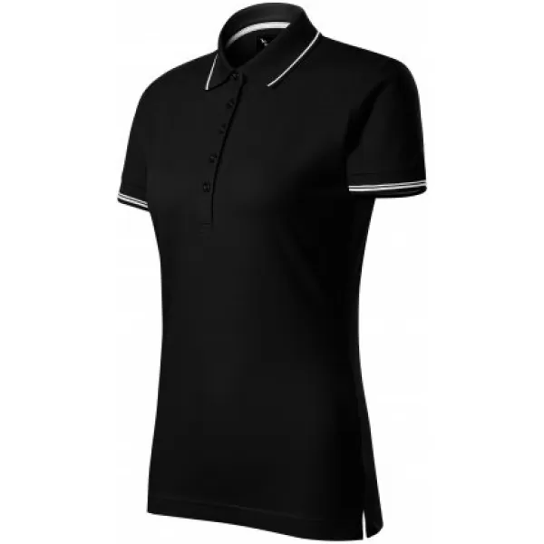  Dámske tričko s golierom MALFINI PREMIUM PERFECTION PLAIN 253 ČIERNA 