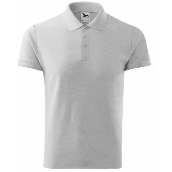  Pánske tričko s golierom MALFINI COTTON 212 SVETLO ŠEDÝ MELÍR 