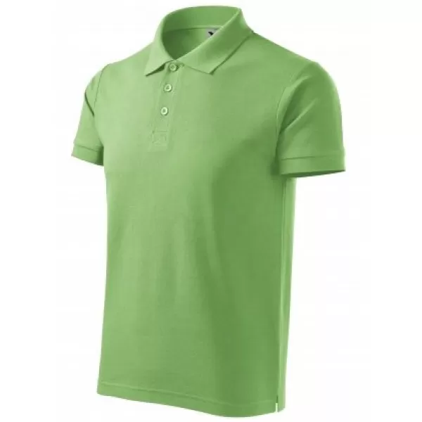  Pánske tričko s golierom MALFINI COTTON 212 TRÁVOVO ZELENÁ 