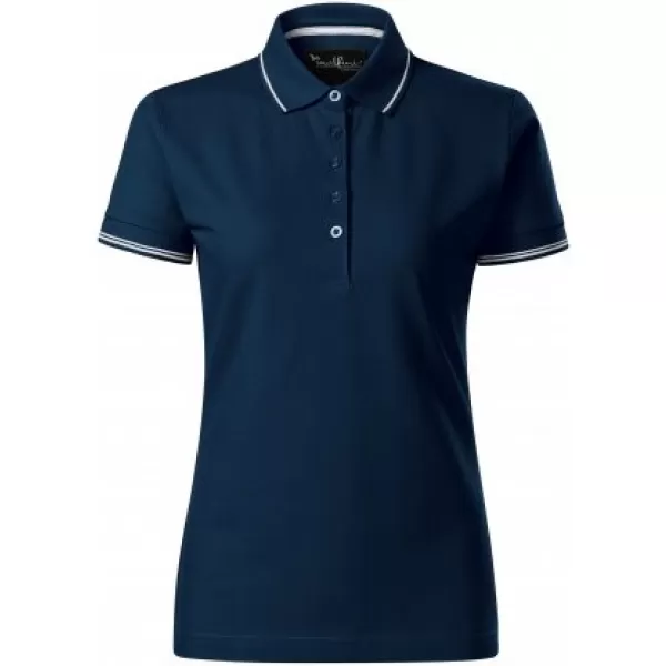  Dámske tričko s golierom MALFINI PREMIUM PERFECTION PLAIN 253 NÁMORNÁ MODRÁ 