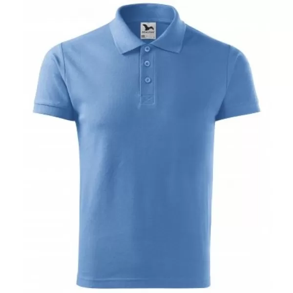  Pánske tričko s golierom MALFINI COTTON 212 NEBESKY MODRÁ 