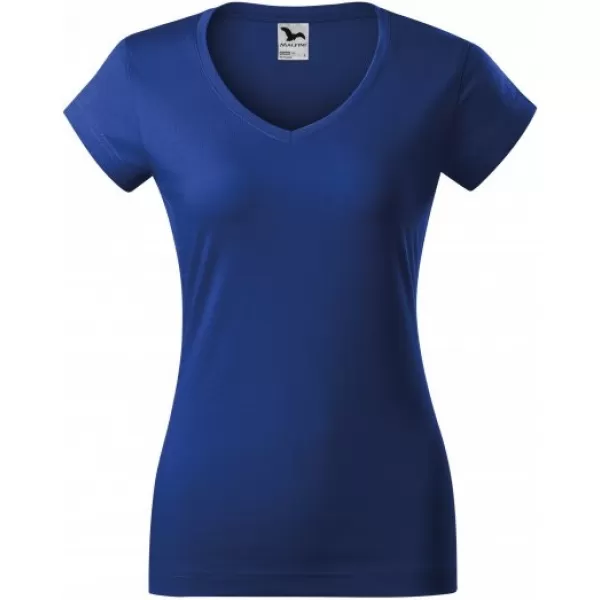  Dámske tričko MALFINI FIT V-NECK 162 KRÁĽOVSKÁ MODRÁ 