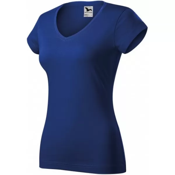  Dámske tričko MALFINI FIT V-NECK 162 KRÁĽOVSKÁ MODRÁ 