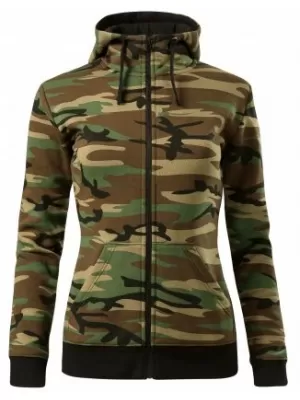 Dámska mikina MALFINI CAMO ZIPPER C20 CAMOUFLAGE BROWN