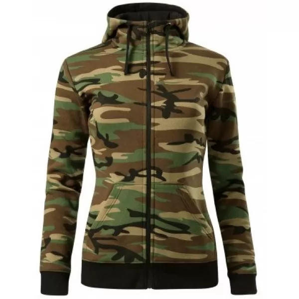  Dámska mikina MALFINI CAMO ZIPPER C20 CAMOUFLAGE BROWN 