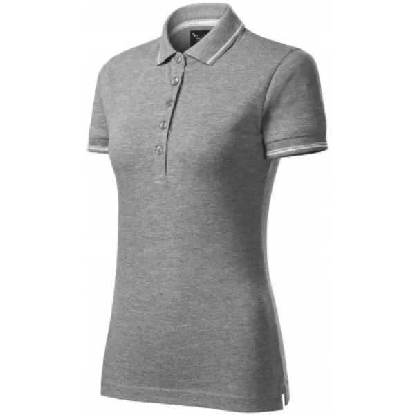  Dámske tričko s golierom MALFINI PREMIUM PERFECTION PLAIN 253 TMAVO ŠEDÝ MELÍR 