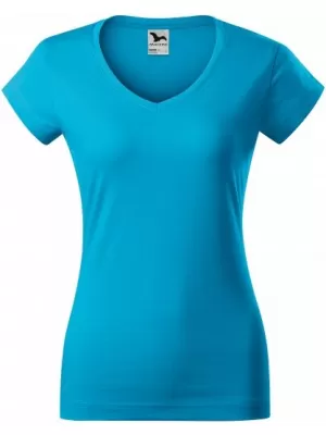 Dámske tričko MALFINI FIT V-NECK 162 TYRKYSOVÁ