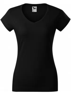 Dámske tričko MALFINI FIT V-NECK 162 ČIERNA
