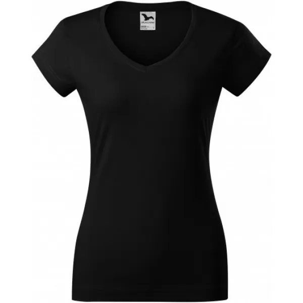  Dámske tričko MALFINI FIT V-NECK 162 ČIERNA 