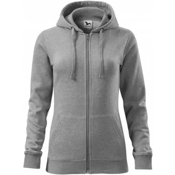  Dámska mikina MALFINI TRENDY ZIPPER 411 TMAVO ŠEDÝ MELÍR 