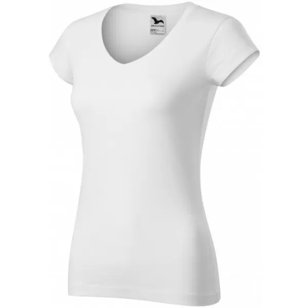  Dámske tričko MALFINI FIT V-NECK 162 BIELA 