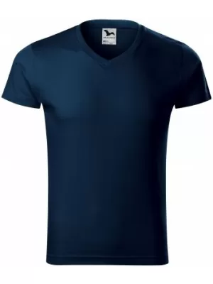 Pánske tričko MALFINI SLIM FIT V-NECK 146 NÁMORNÁ MODRÁ