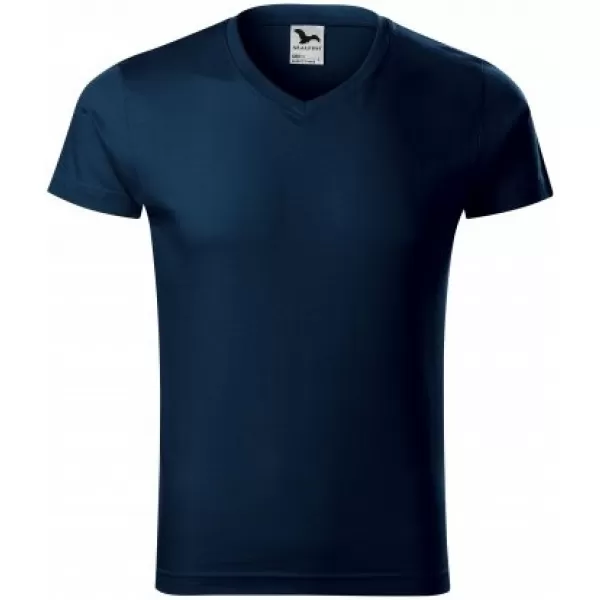  Pánske tričko MALFINI SLIM FIT V-NECK 146 NÁMORNÁ MODRÁ 