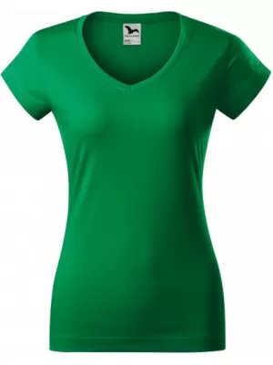 Dámske tričko MALFINI FIT V-NECK 162 STREDNE ZELENÁ