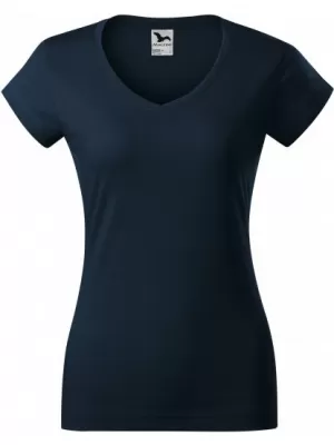 Dámske tričko MALFINI FIT V-NECK 162 NÁMORNÁ MODRÁ