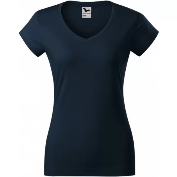  Dámske tričko MALFINI FIT V-NECK 162 NÁMORNÁ MODRÁ 