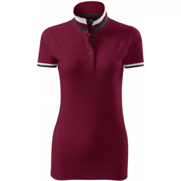  Dámske tričko s golierom MALFINI PREMIUM COLLAR UP 257 GARNET 