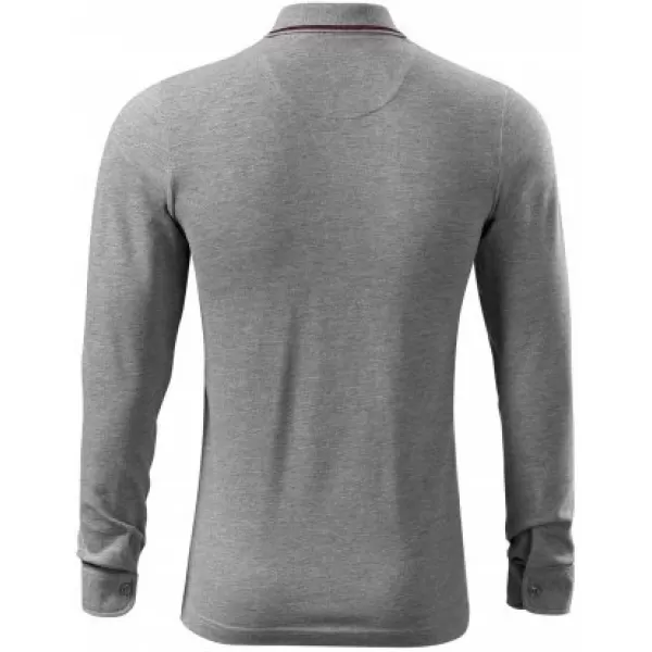  Pánske tričko s dlhým rukávom a golierom MALFINI PREMIUM CONTRAST STRIPE LS 258 TMAVO ŠEDÝ MELÍR 