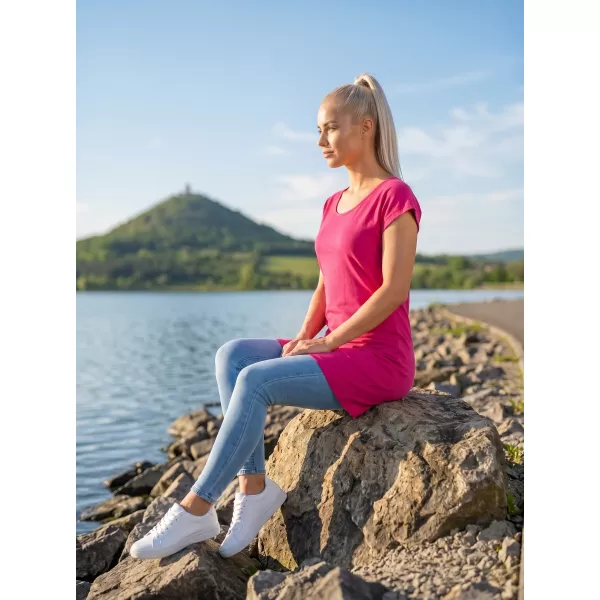  Dámske predĺžené tričko MALFINI LOVE 123 PURPUROVÁ 