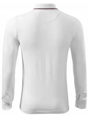 Pánske tričko s dlhým rukávom a golierom MALFINI PREMIUM CONTRAST STRIPE LS 258 BIELA