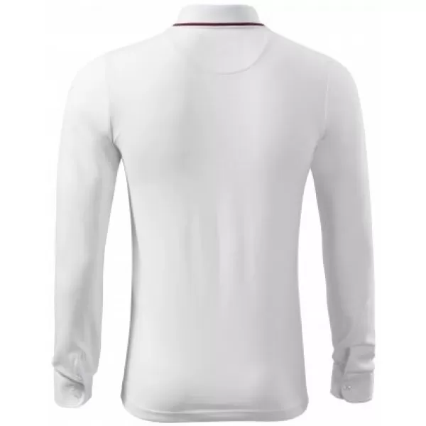  Pánske tričko s dlhým rukávom a golierom MALFINI PREMIUM CONTRAST STRIPE LS 258 BIELA 