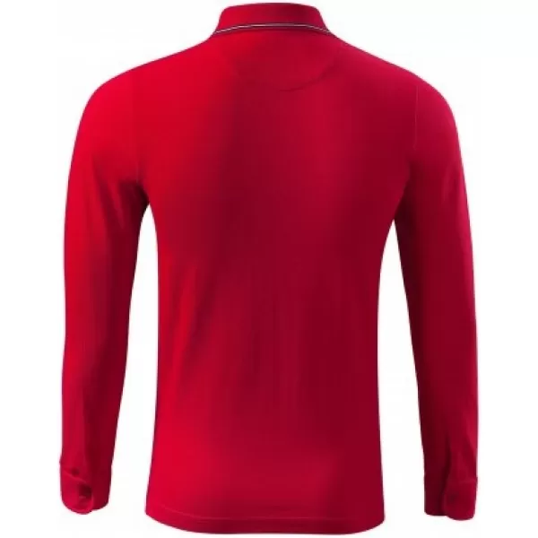  Pánske tričko s dlhým rukávom a golierom MALFINI PREMIUM CONTRAST STRIPE LS 258 FORMULA RED 