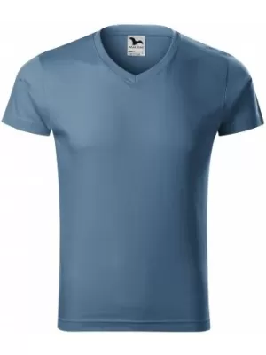 Pánske tričko MALFINI SLIM FIT V-NECK 146 DENIM