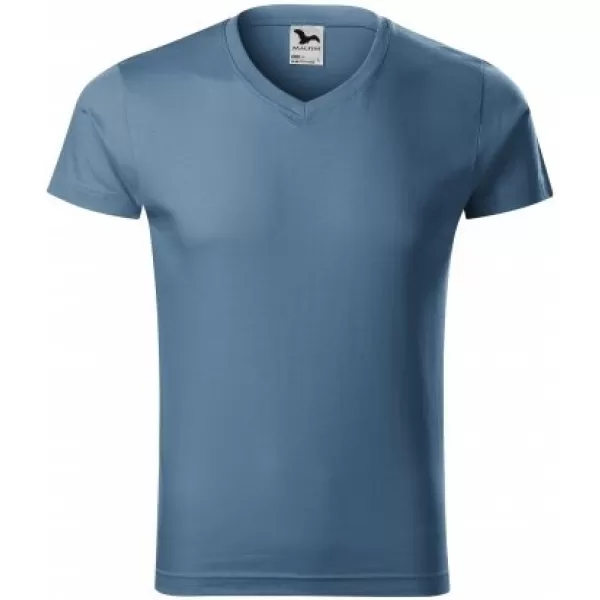  Pánske tričko MALFINI SLIM FIT V-NECK 146 DENIM 