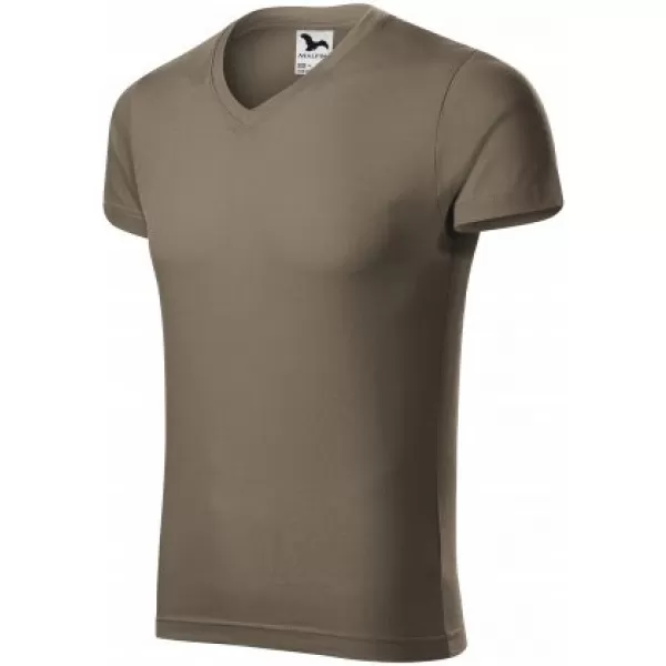  Pánske tričko MALFINI SLIM FIT V-NECK 146 ARMY 